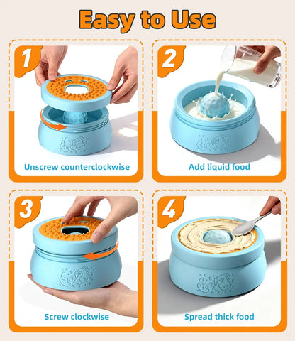 Anti-Spill Dog Lick Bowl with Built-In Rolling Ball