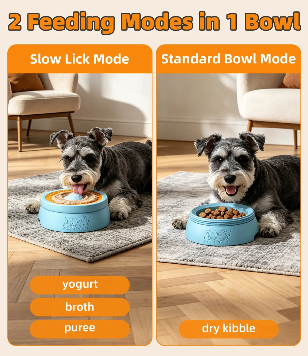 Anti-Spill Dog Lick Bowl with Built-In Rolling Ball