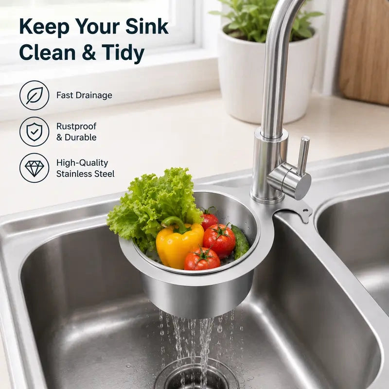 Stainless Steel Hanging Sink Drain Strainer Basket