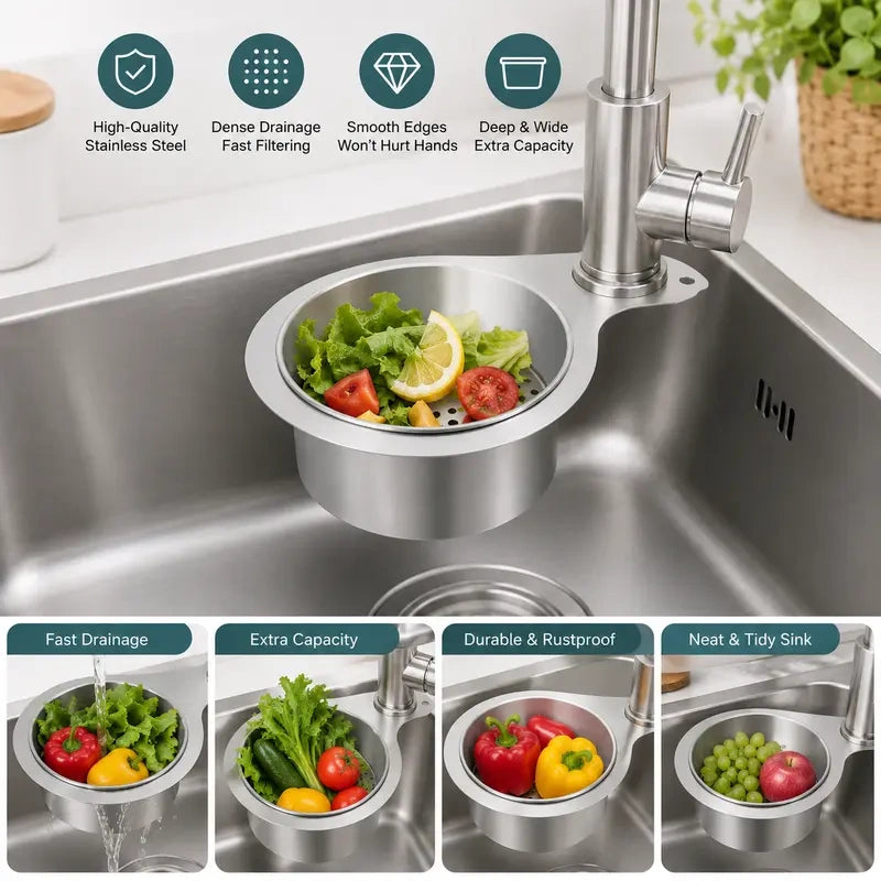 Stainless Steel Hanging Sink Drain Strainer Basket