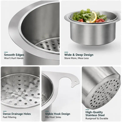 Stainless Steel Hanging Sink Drain Strainer Basket