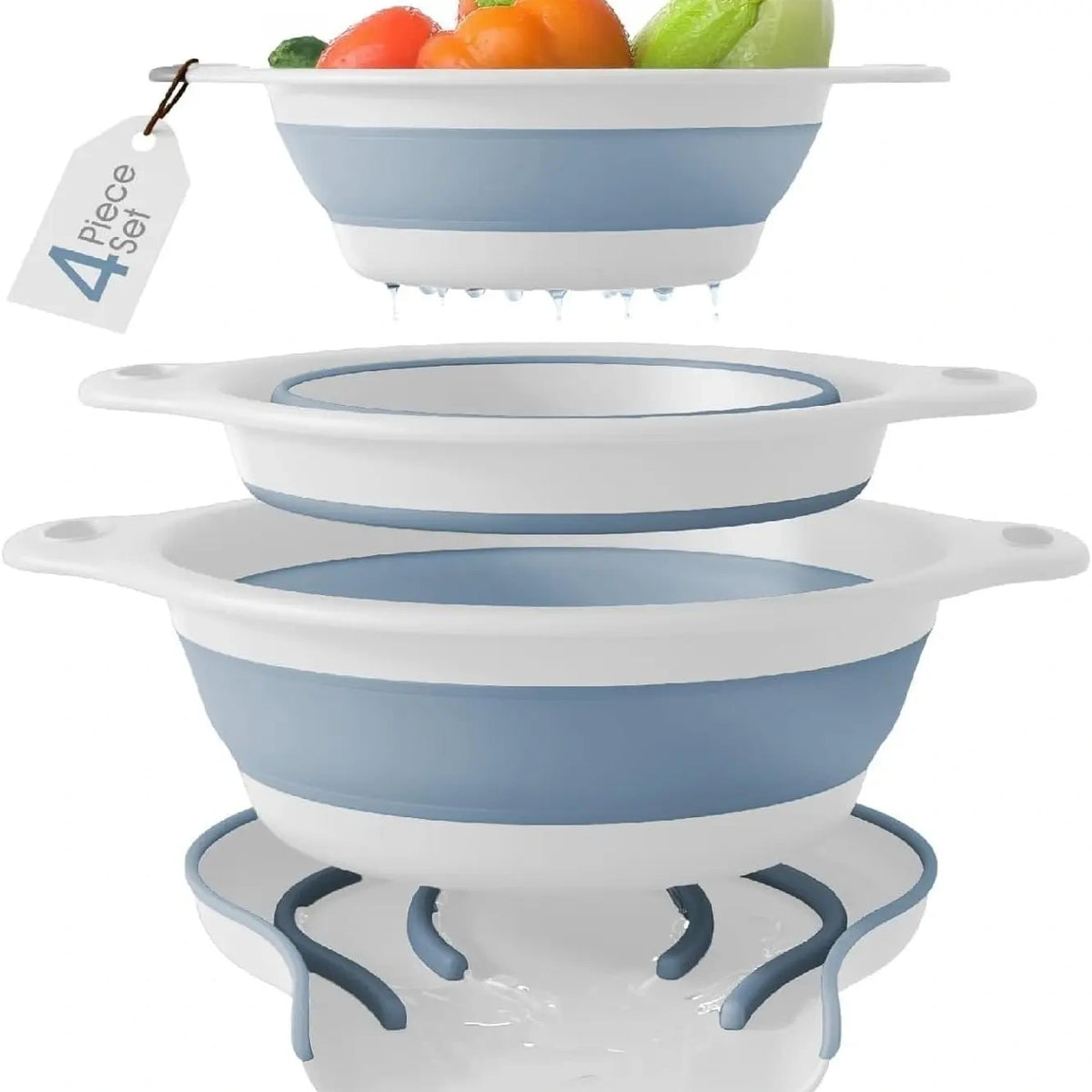 Collapsible Colanders 3-Pack Sturdy Kitchen Strainer Set
