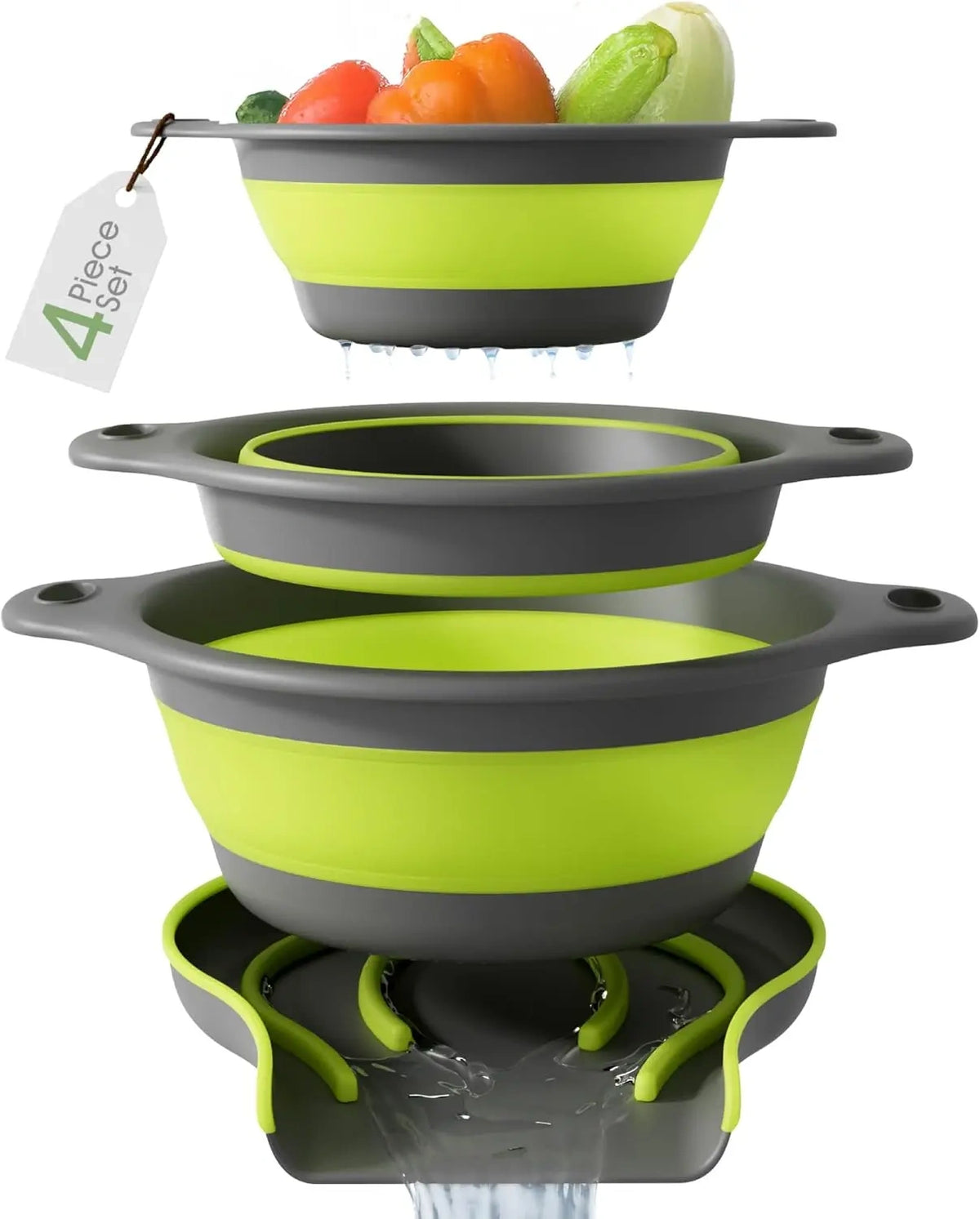 Collapsible Colanders 3-Pack Sturdy Kitchen Strainer Set