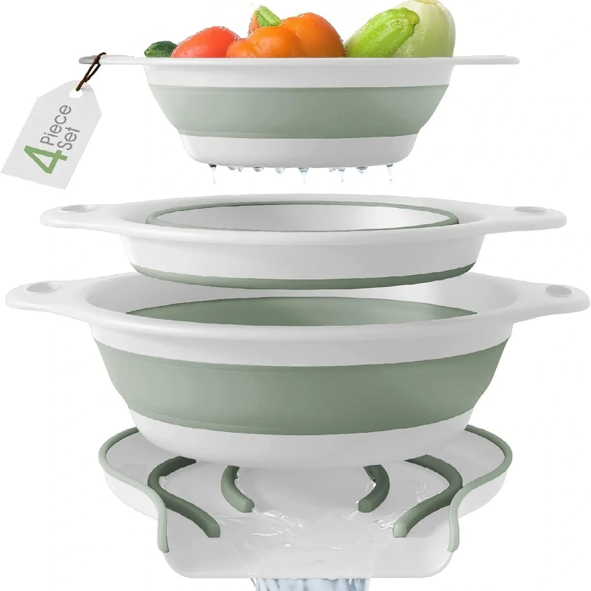Collapsible Colanders 3-Pack Sturdy Kitchen Strainer Set
