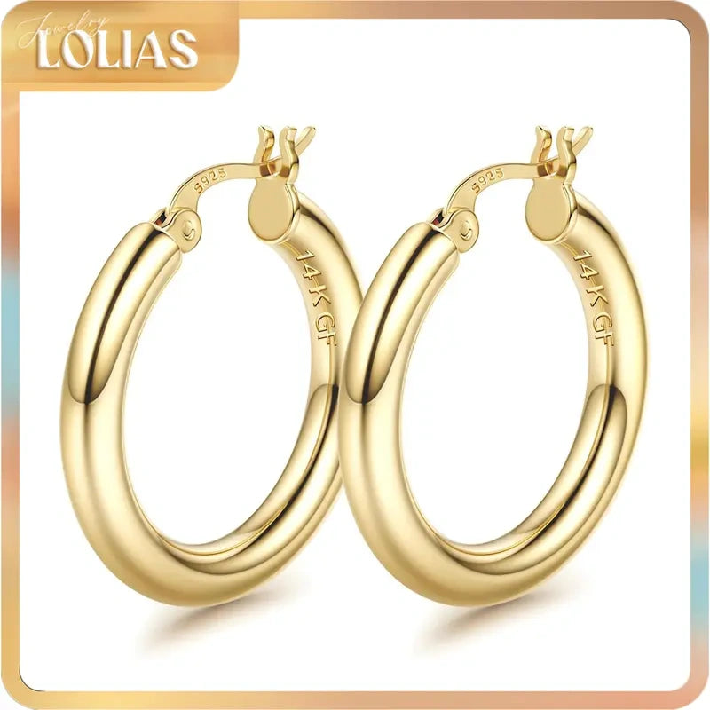 14K Chunky Gold Hoop Earrings