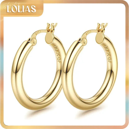 14K Chunky Gold Hoop Earrings