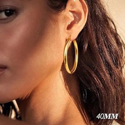 14K Chunky Gold Hoop Earrings