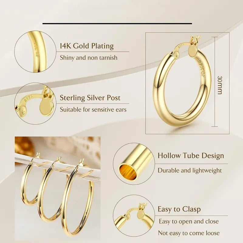 14K Chunky Gold Hoop Earrings