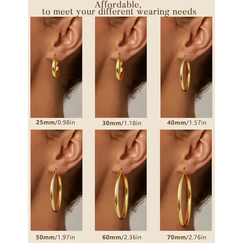 14K Chunky Gold Hoop Earrings