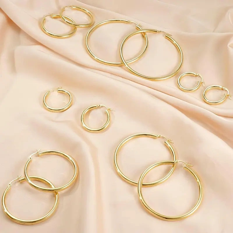 14K Chunky Gold Hoop Earrings