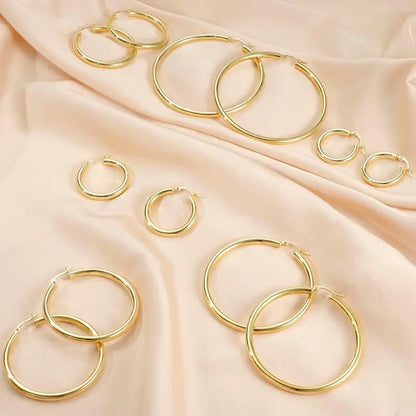 14K Chunky Gold Hoop Earrings