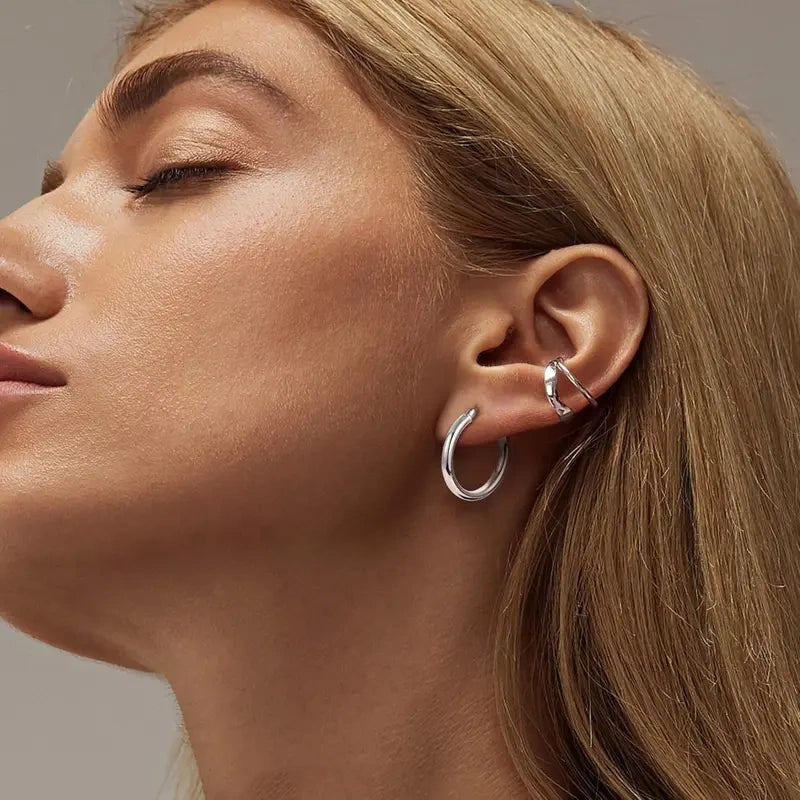 14K Chunky Gold Hoop Earrings