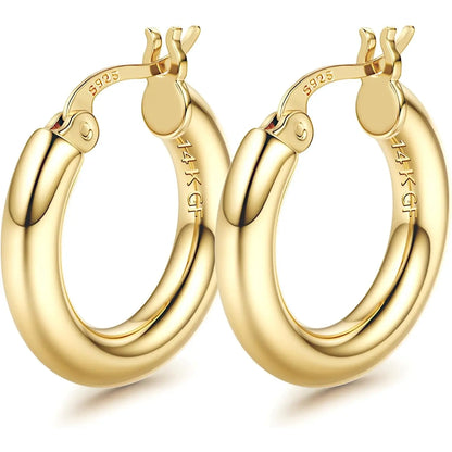 14K Chunky Gold Hoop Earrings