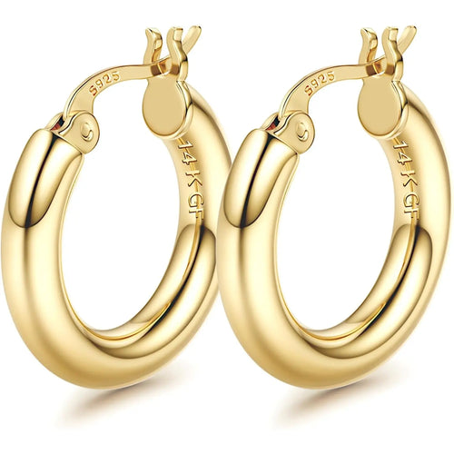14K Chunky Gold Hoop Earrings