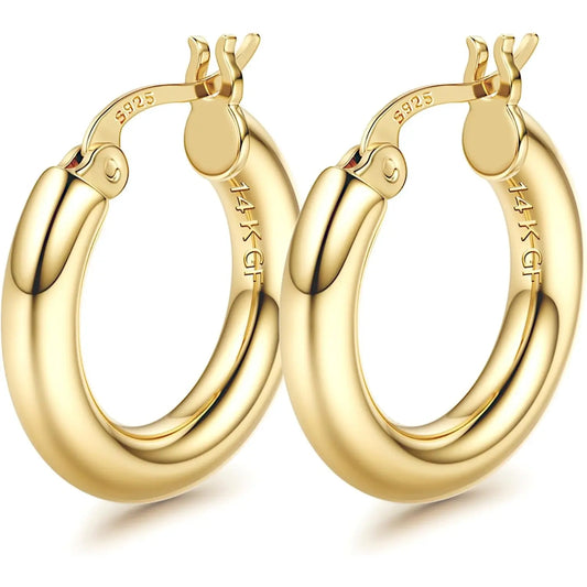 14K Chunky Gold Hoop Earrings