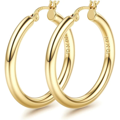 14K Chunky Gold Hoop Earrings