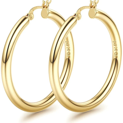 14K Chunky Gold Hoop Earrings