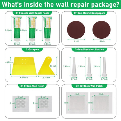 Drywall Repair Kit，Wall Patch Spackle with Scraper & Sandpaper