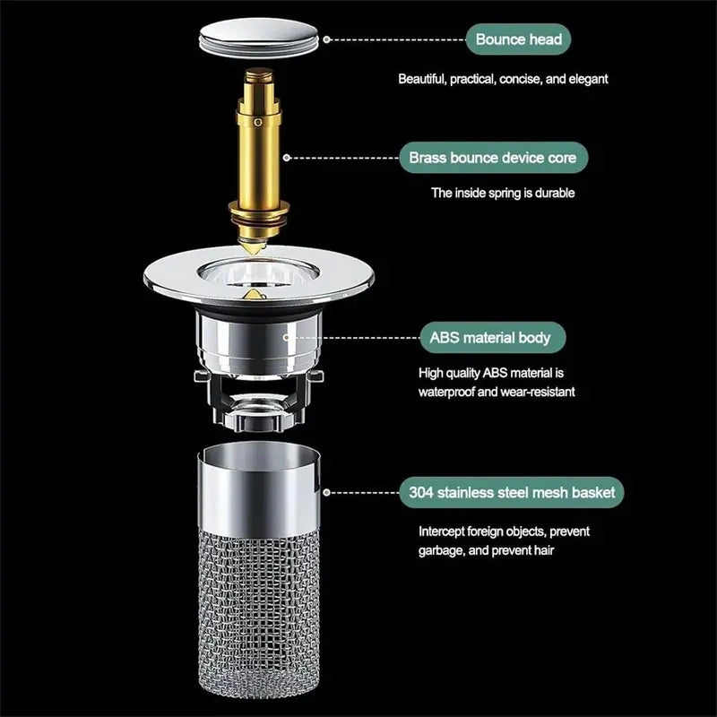 Bathroom Sink Drain Strainer,Stainless Steel Hair Catcher Basket