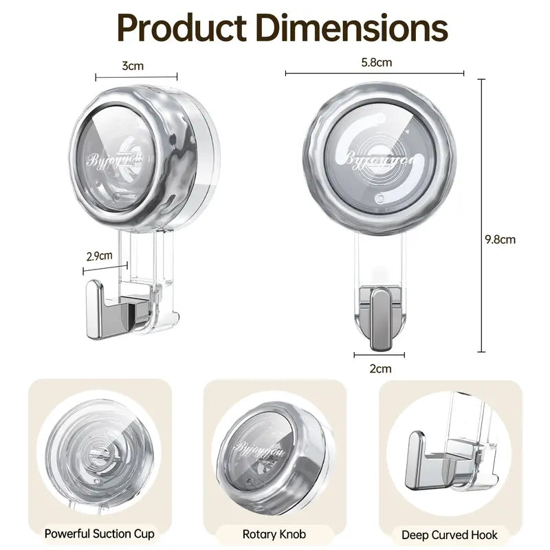 Nicespce Strong Suction Cup Hooks - No Tools/Drill Required