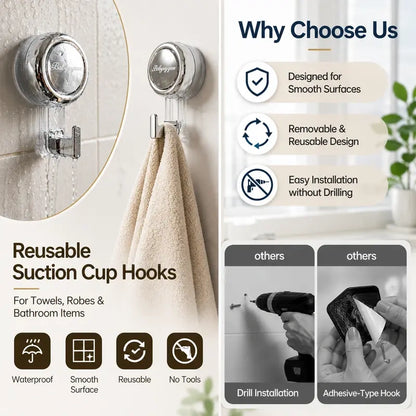 Nicespce Strong Suction Cup Hooks - No Tools/Drill Required