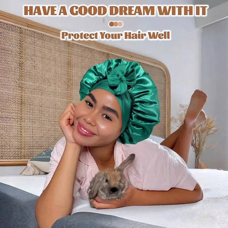 Adjustable Double-Layer Satin Bonnet