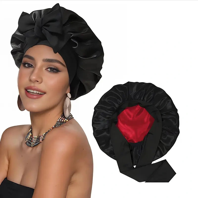 Adjustable Double-Layer Satin Bonnet