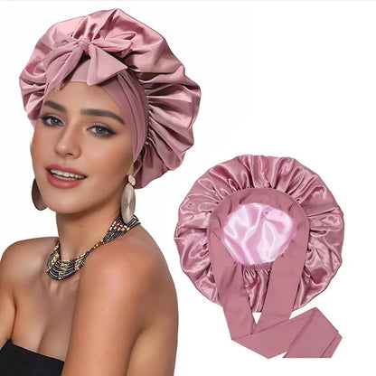 Adjustable Double-Layer Satin Bonnet