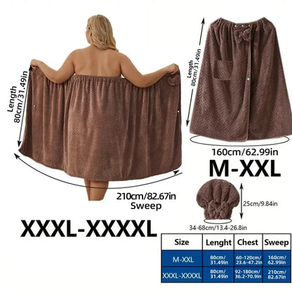 Adjustable Bath Wrap and Shower Cap Set, M-XXL