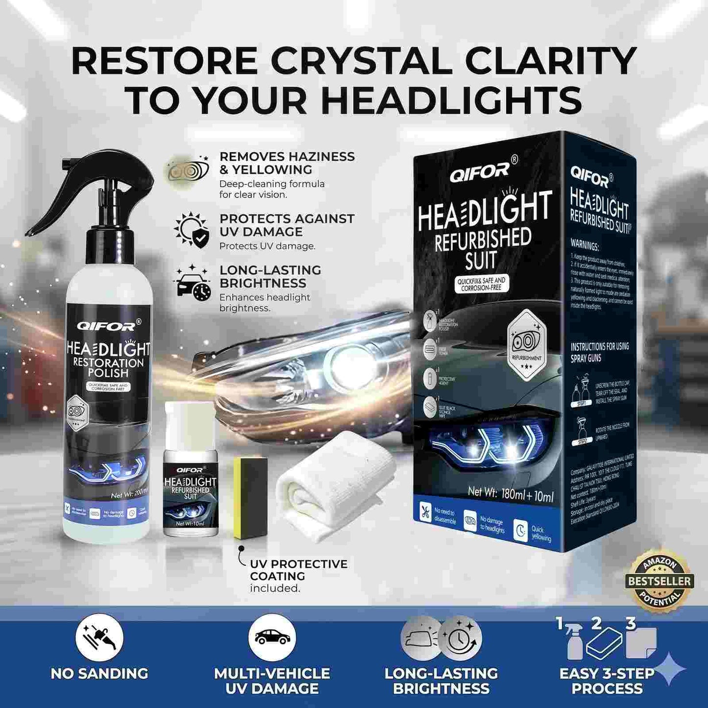 Instant Headlight Restorer: Erase Yellowing & Restore Factory Clarity