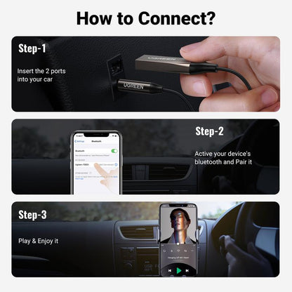 Aux to Bluetooth 6.0 Adapter Wireless Receiver for Car Hands-Free with Built-in Microphone AUX 3.5mm Stereo Audio - Dealsforyourdays Auxiliary Cord Gre