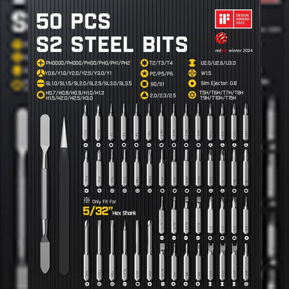 Electric Screwdriver, Mini Precision Screwdriver Set, 50 Magnetic Bits