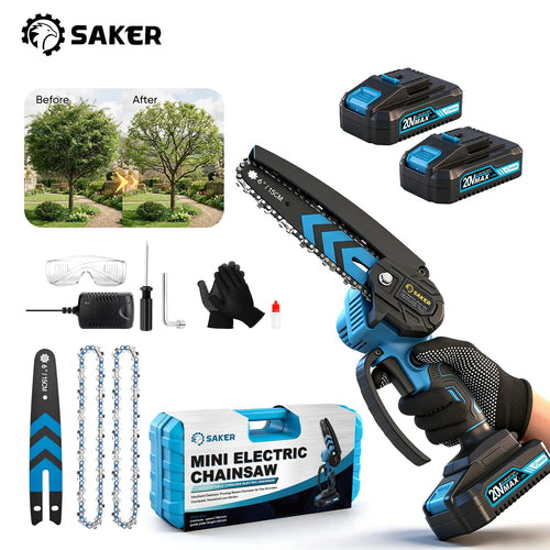 4/6-Inch Mini Chainsaw -3000mAh Long-Lasting Battery Power