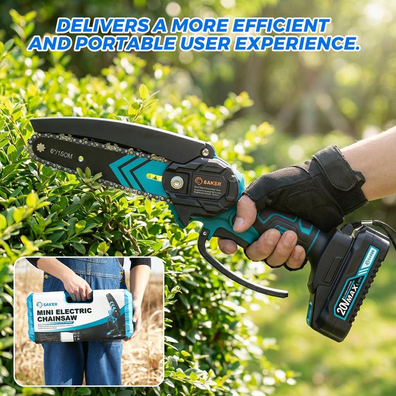 4/6-Inch Mini Chainsaw -3000mAh Long-Lasting Battery Power