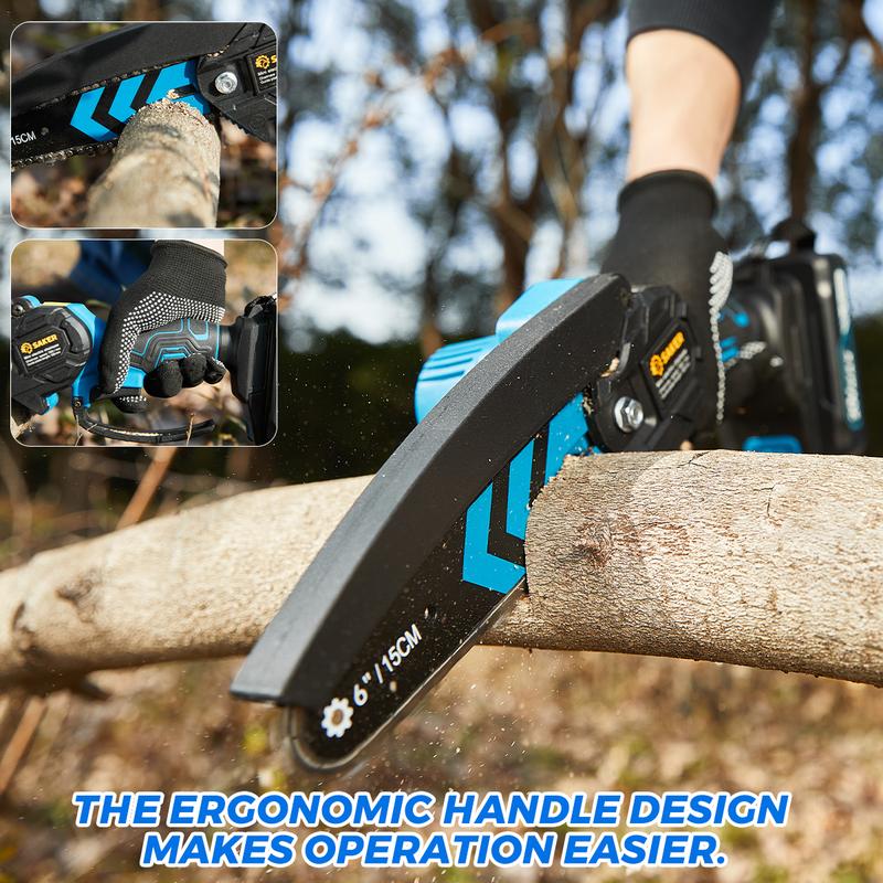 4/6-Inch Mini Chainsaw -3000mAh Long-Lasting Battery Power