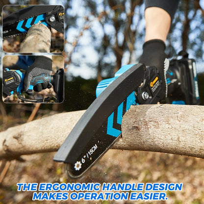 4/6-Inch Mini Chainsaw -3000mAh Long-Lasting Battery Power