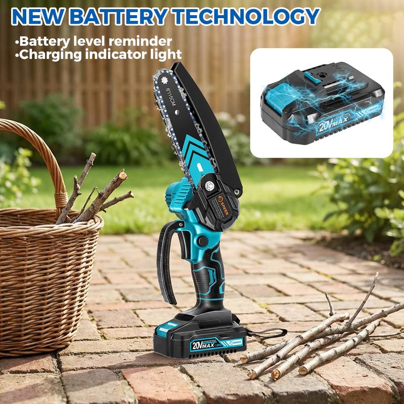 4/6-Inch Mini Chainsaw -3000mAh Long-Lasting Battery Power