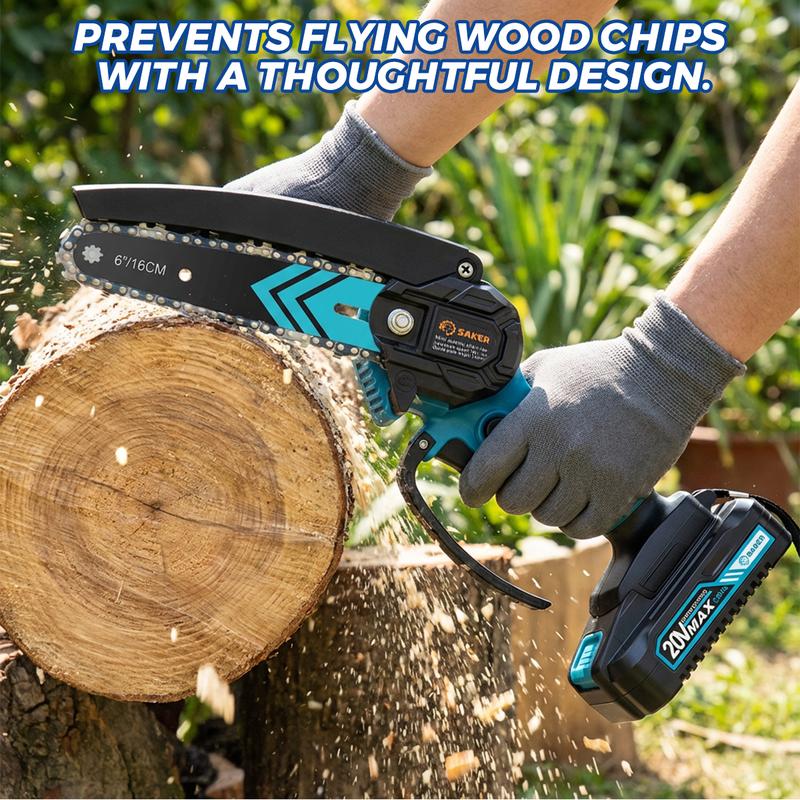 4/6-Inch Mini Chainsaw -3000mAh Long-Lasting Battery Power