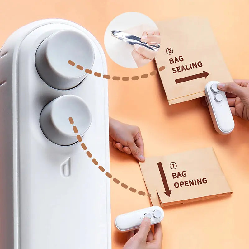 Mini snack bag sealing machine,2 in 1 heat USB rechargeable snack bag selaer,plastic Electric bag sealers