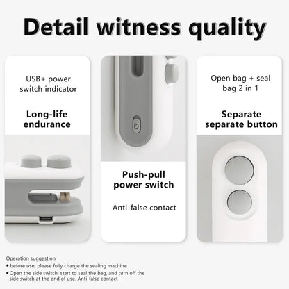 Mini snack bag sealing machine,2 in 1 heat USB rechargeable snack bag selaer,plastic Electric bag sealers