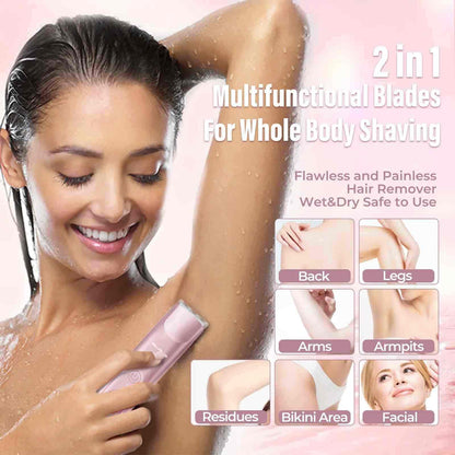2-in-1 Electric Body & Pubic Hair Trimmer Waterproof Grooming Clipper