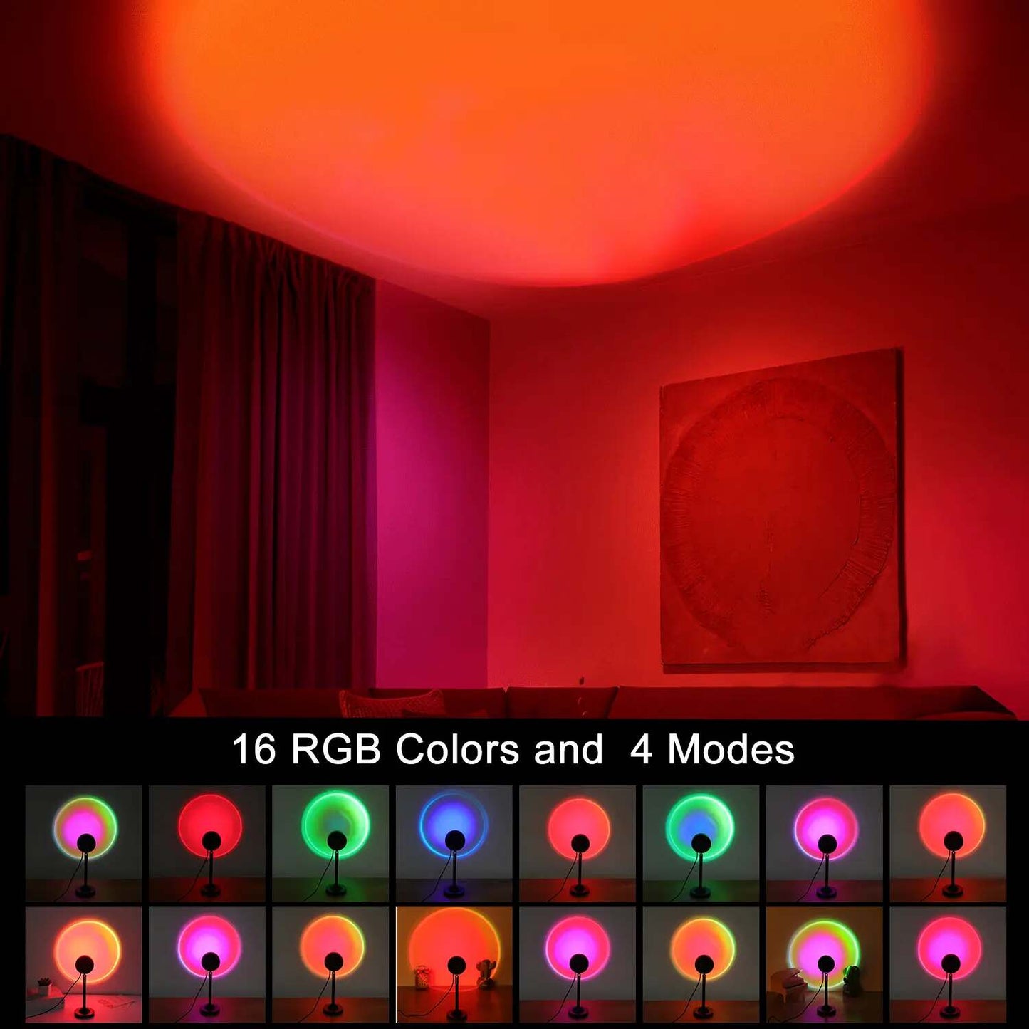 180° Adjustable Fall Sunset Lamp Projector — Sunset & RGB Mood Light
