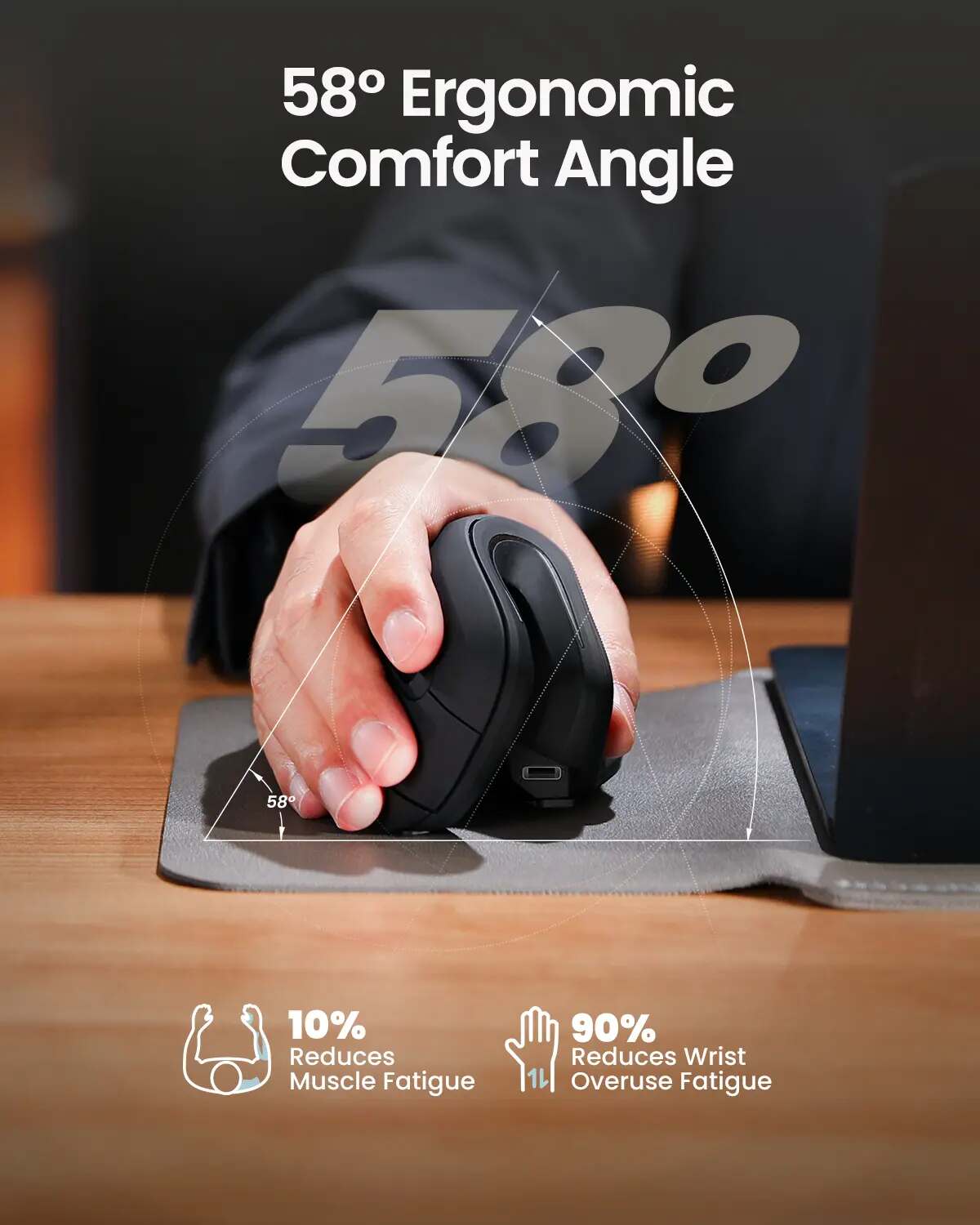 Ergonomic Vertical Wireless Mouse: Say Goodbye to Wrist Strain & Fatigue