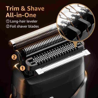 Electric Foil Shaver for Men – Ultra-Close Beard & Head Trimmer