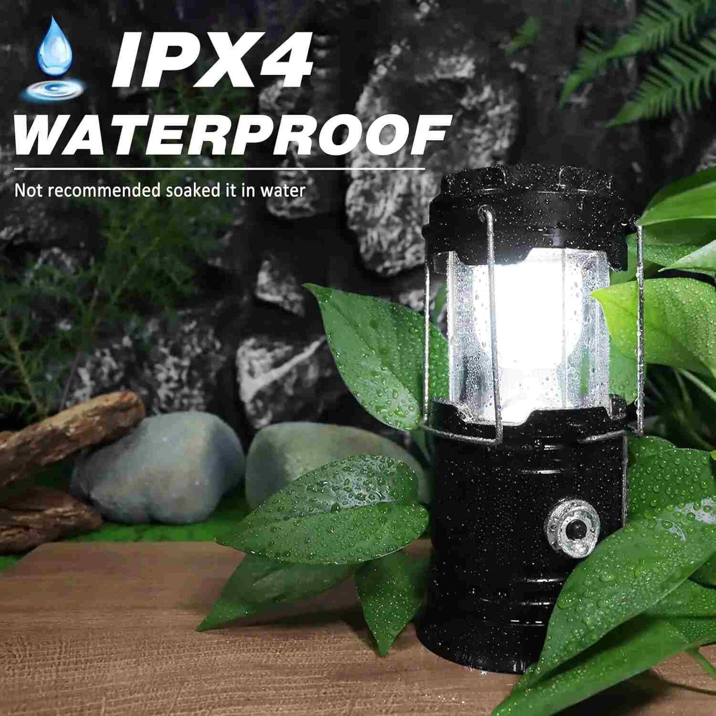 Solar Rechargeable LED Camping Lantern & Tactical Flashlight 2-Pack