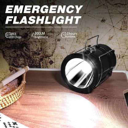 Solar Rechargeable LED Camping Lantern & Tactical Flashlight 2-Pack