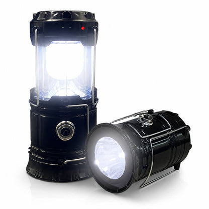 Solar Rechargeable LED Camping Lantern & Tactical Flashlight 2-Pack