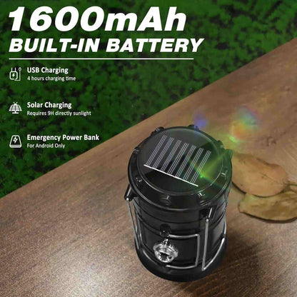 Solar Rechargeable LED Camping Lantern & Tactical Flashlight 2-Pack