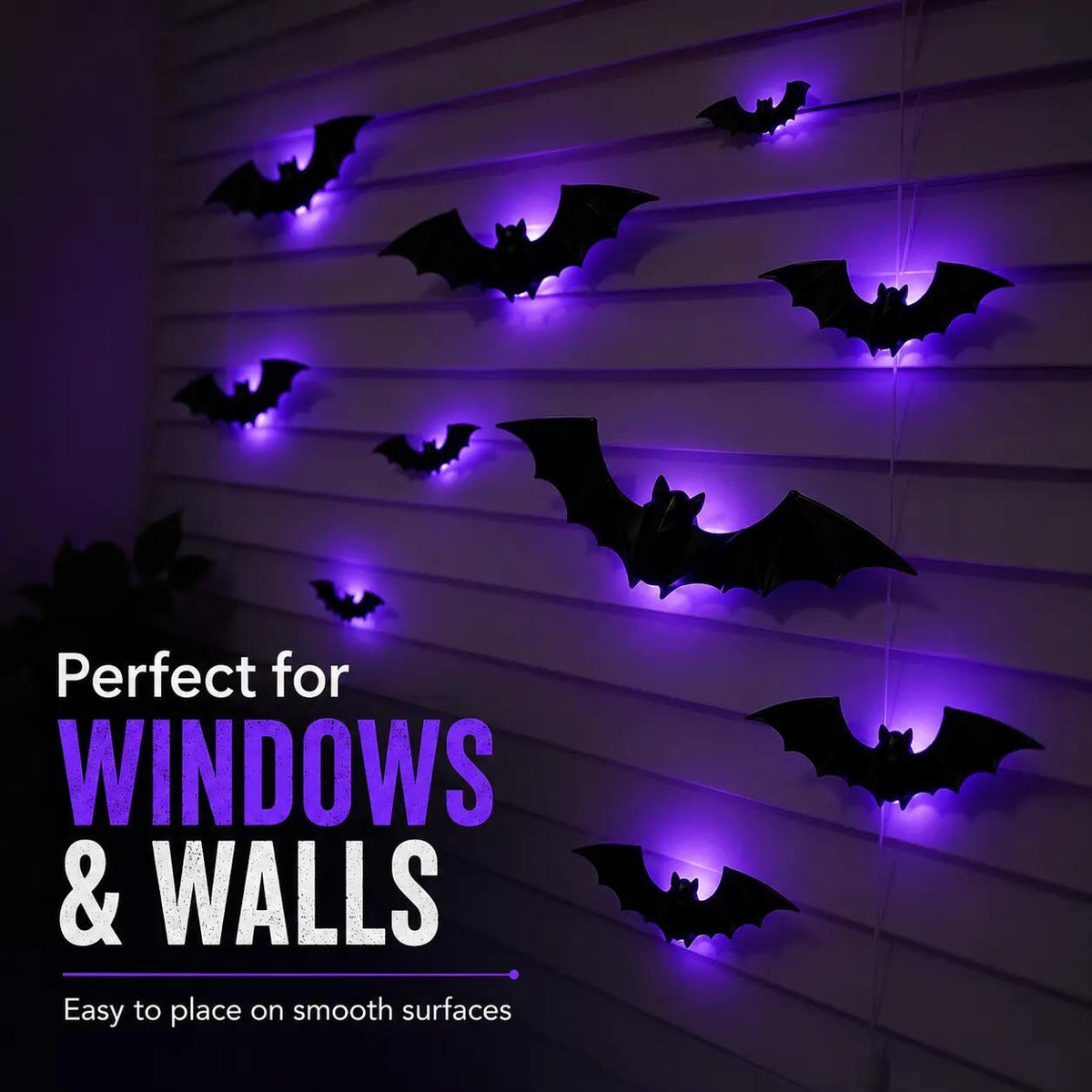 3D Glowing Bat Light LED Wall Stickers: Bendable Spooky Halloween Ornaments