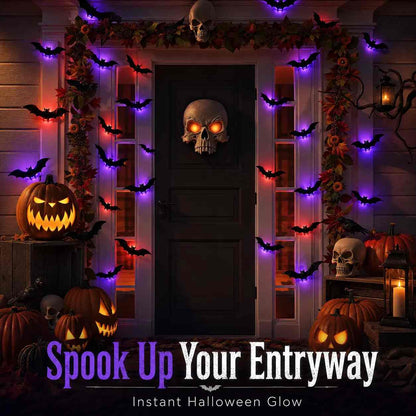 3D Glowing Bat Light LED Wall Stickers: Bendable Spooky Halloween Ornaments